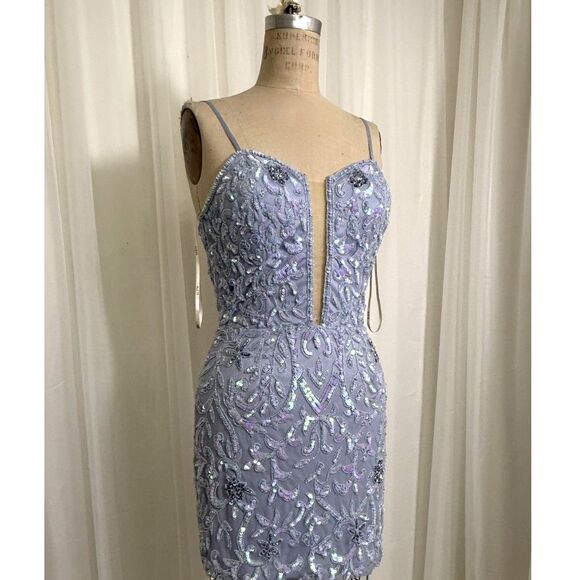 Aleta Periwinkle beaded minidress - Picture 3 of 7